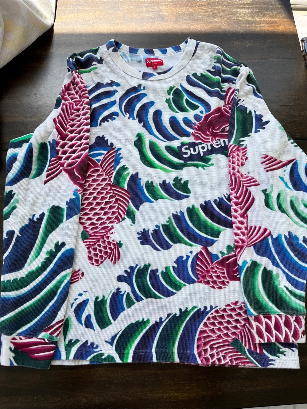 Supreme Multicolor Koi FishThermal Crewneck T-shirt.